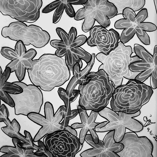 Watercolour and Posca Pen Flowers - Print - Image 4