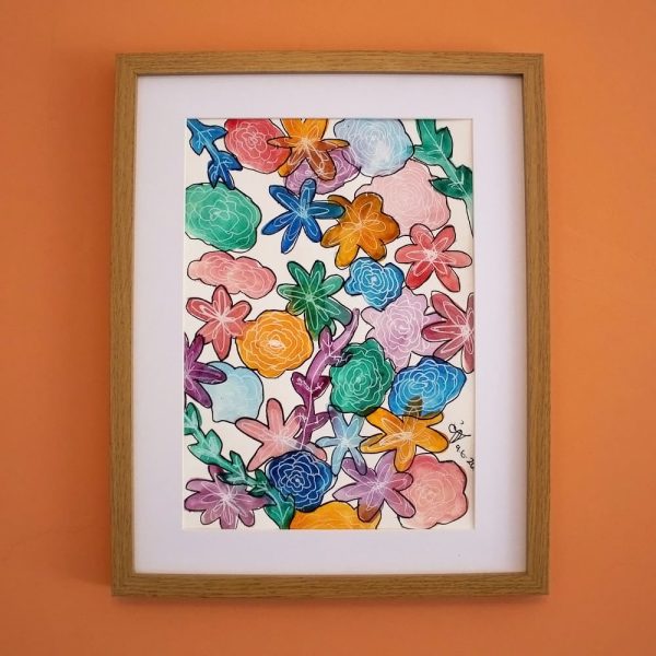 Watercolour and Posca Pen Flowers - Print - Image 2