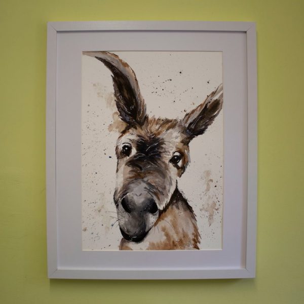 Watercolour Happy Donkey - Print - Image 2