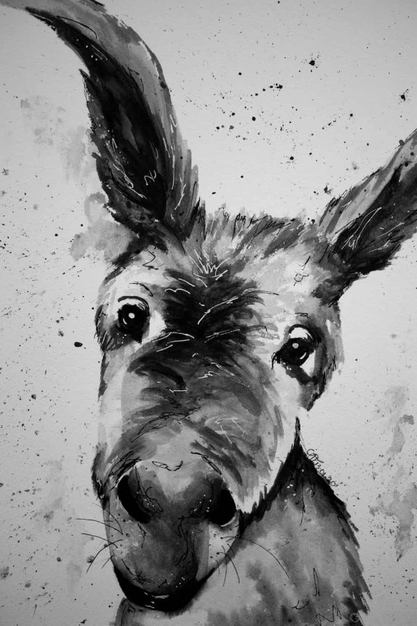 Watercolour Happy Donkey - Print - Image 4
