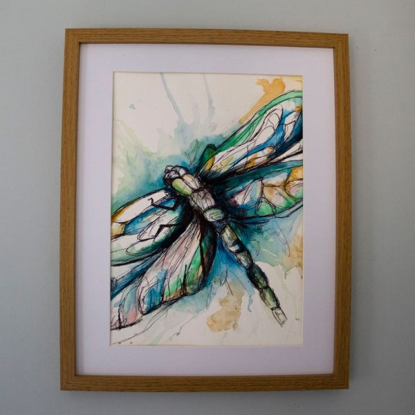 Watercolour Abstract Dragonfly Painting - Print - Image 2