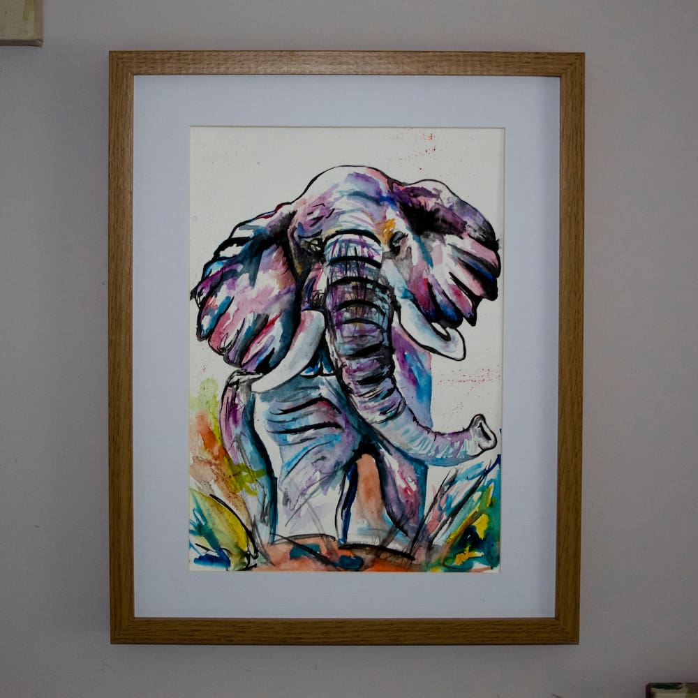 Elephant Watercolour Art By Chloe