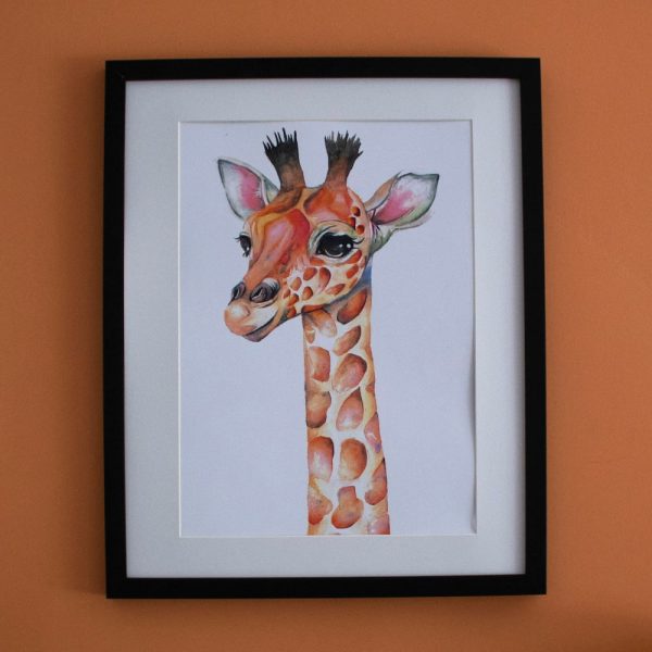 Watercolour Cute Giraffe - Print - Image 2