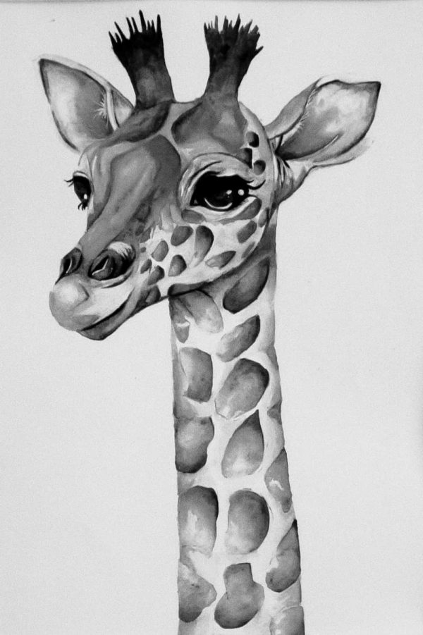 Watercolour Cute Giraffe - Print - Image 4