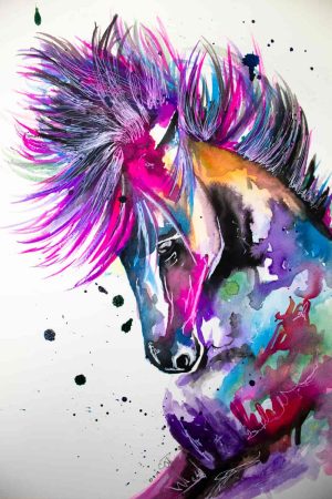 Indian ink horse painting Art by Chloe