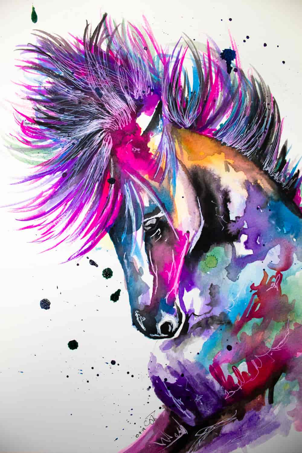 Indian ink horse painting Art by Chloe