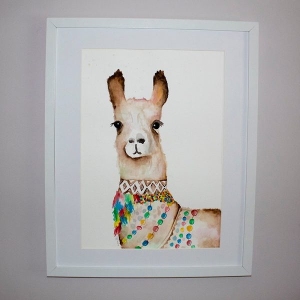 Watercolour Fuzzy Llama - Print - Image 2