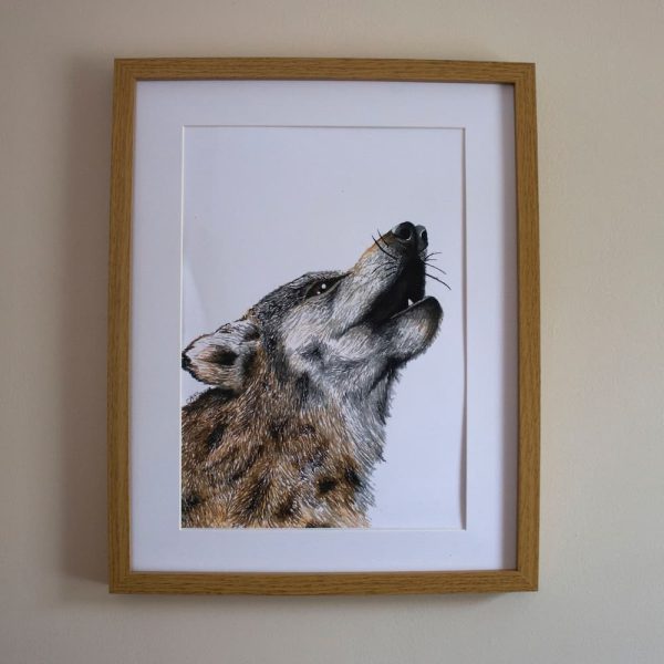 Watercolour Howling Wolf - Print - Image 2